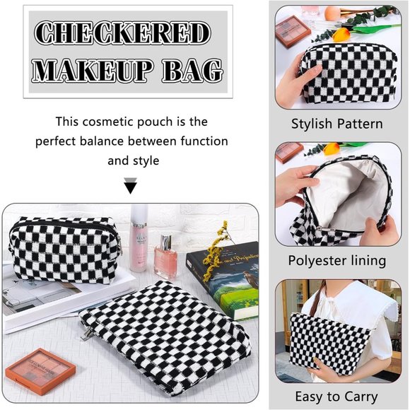 Women Large and Small Capacity Black Cosmetic Bag Set Travel Makeup Pouch - Picture 6 of 7